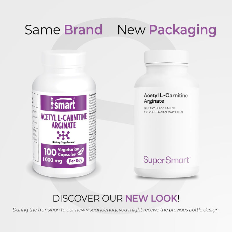 Supersmart - Acetyl L Carnitine Arginate 1000 mg Per Day - Amino Acids - Popular Brain Supplement | Non-GMO & Gluten Free - 120 Vegetarian Capsules