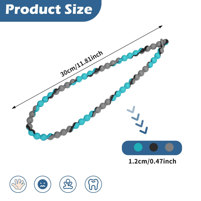 [Australia] - Chew Necklaces for Sensory Kids and Adults, Chewy Necklace Sensory Toys for Nail Biting, Silicone Necklace for Autism, ADHD, SPD, Fidget Oral Chew Toys for Boys and Girls Tie-dye Blue Green 