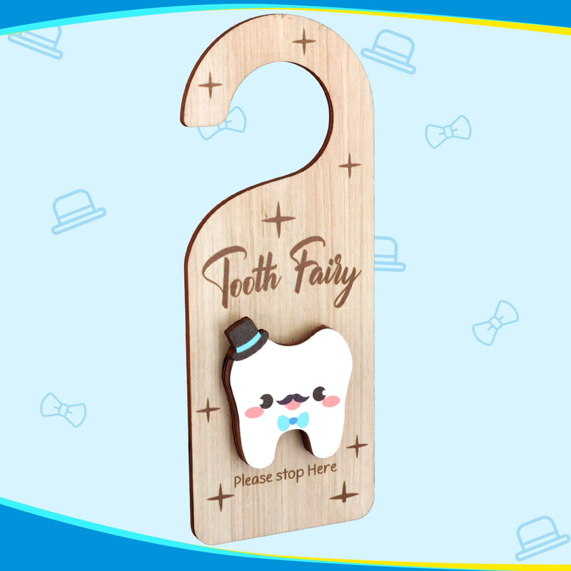 [Australia] - Tooth Door Hanger, Wooden 3D Lost Tooth Keepsake Box with Money Holder Tooth Holder Hanging for Kids Tooth Fairy Accessories Encourage Gift for Room Decor (Boys Style) Boys Style 