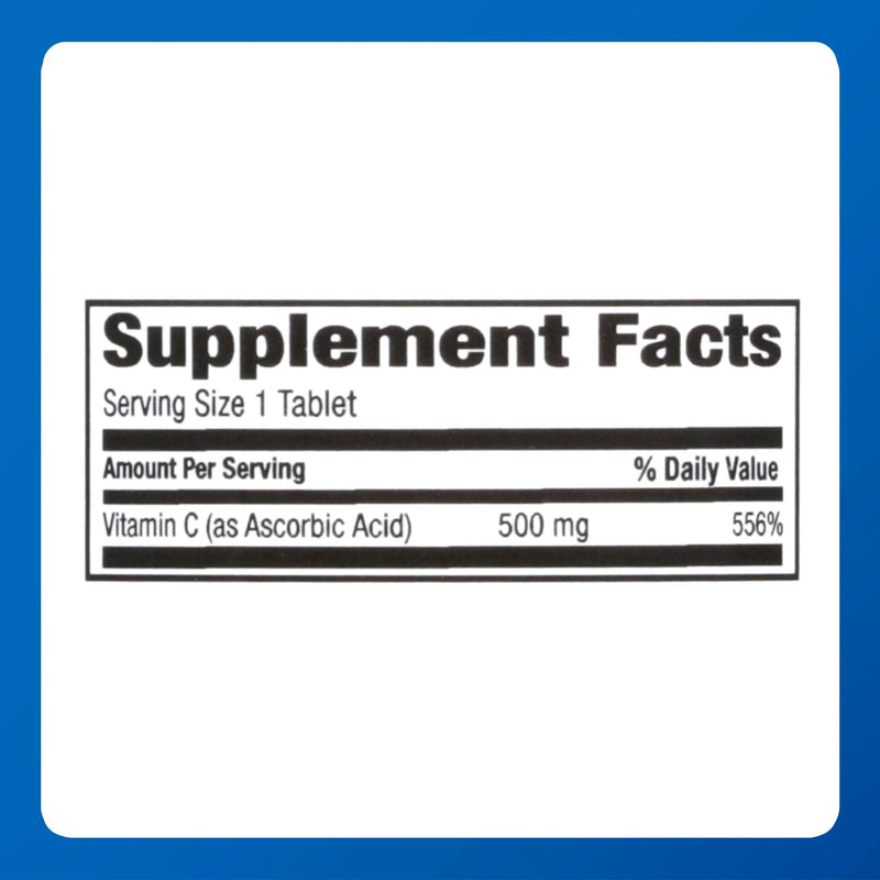 MAJOR Vitamin C-500 mg Ascorbic Acid - Vitamin C Tablets - Dietary Supplement - 100 Count (1 Pack)