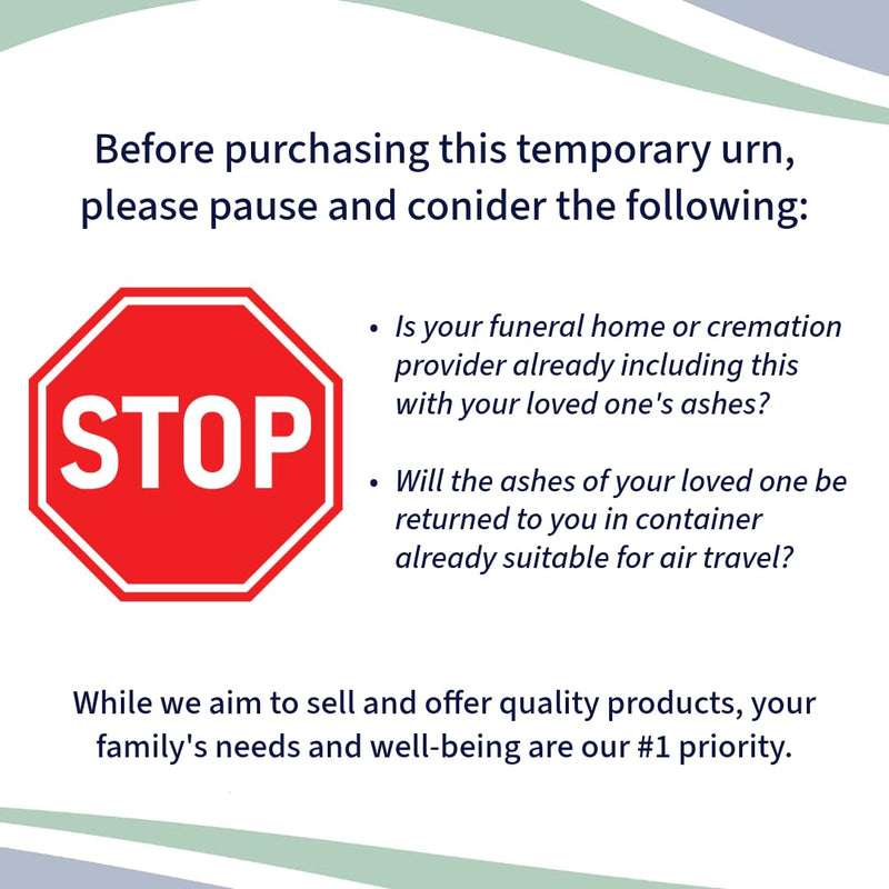 [Australia] - CarrySafe Urn - TSA Approved Fly-Safe and Temporary Travel Cremation Urn Kit for Human Ashes - Airline Friendly - 200 Cubic Inch Capacity - Airline-Ready Black Plastic Urn with Included Travel Box 