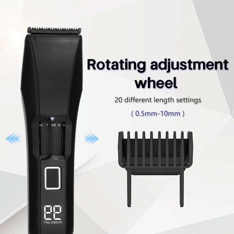 [Australia] - Men's Beard Trimmer, 20 Length Adjustable, IPX7 Waterproof Cordless Hair Clipper, Stainless Steel T-Blade for Precision Facial Hair Trimming for Men, LED Display(Black) Black 