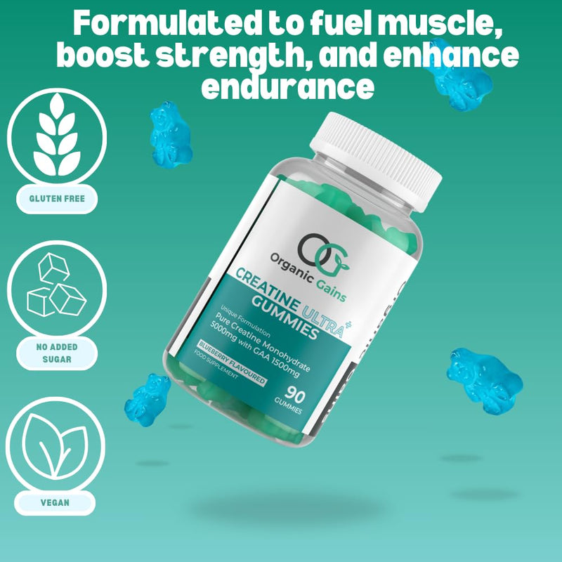 OG Creatine Ultra – 90 Gummies | 5000mg MAX Creatine Monohydrate & 1500mg GAA | Up to 8.5X More Uptake, Fast-Absorbing Formula for Enhanced Muscle & Brain Power, No Water Retention