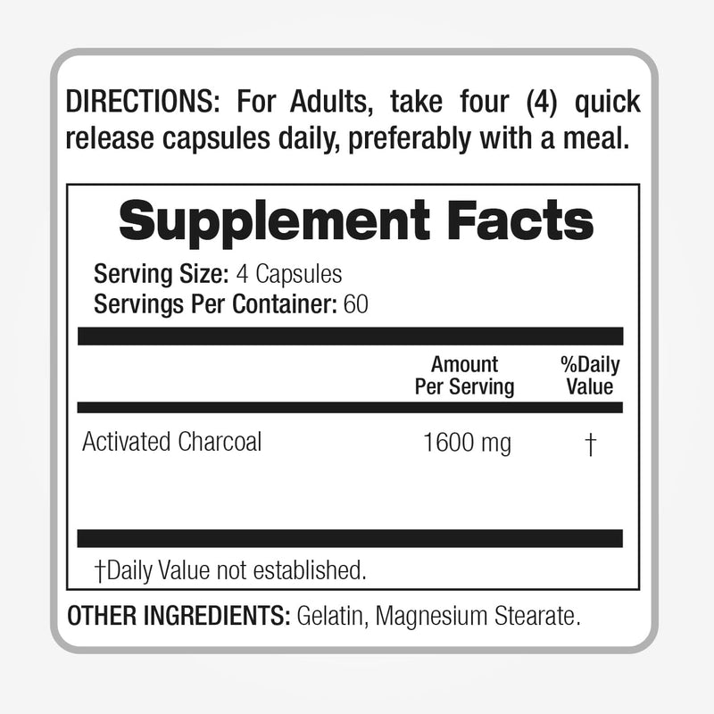 [Australia] - FITO MEDIC'S Lab | activated charcoal pills| 1600 mg per serving | 240 Caps | activated charcoal | charcoal capsules| charcoal pills| Ultra high Absorption, s. 