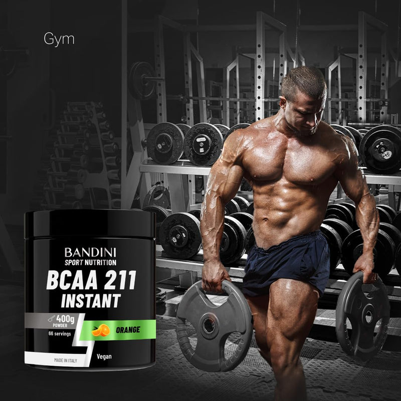 Bandini® BCAA 211 Powder 400g - 66 Servings - Branched Chain Amino Acids BCAAs 2:1:1 Supplement - Pre & Intra Workout, Recovery Energy Drink with L Leucine, L Isoleucine, L Valine - 100% Vegan, Orange 400g (pack of 1)