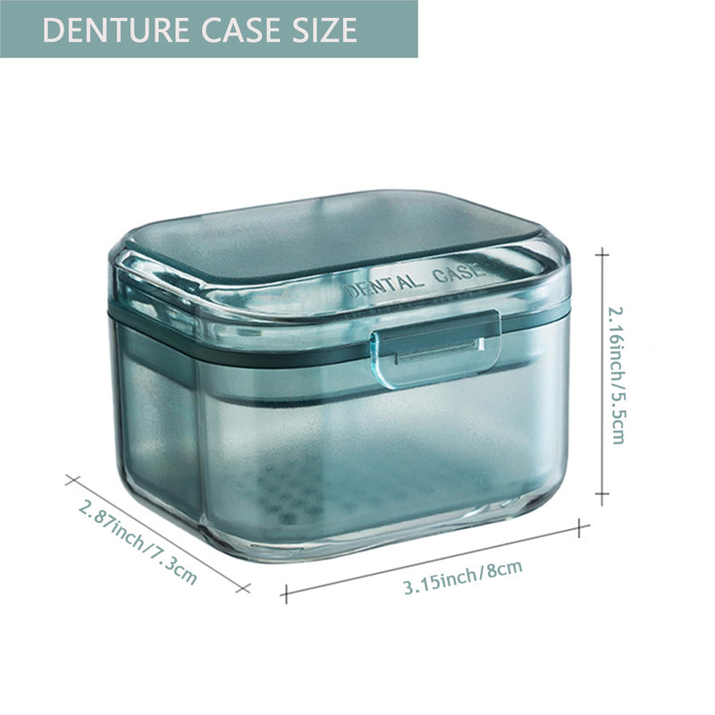 [Australia] - Denture Bath Case Cup Retainer Case Three-Layer Portable Denture Bath Case Denture Cleaning Case Denture Soaking Container Denture Holder with 2 Denture Brush & Denture Extractor 