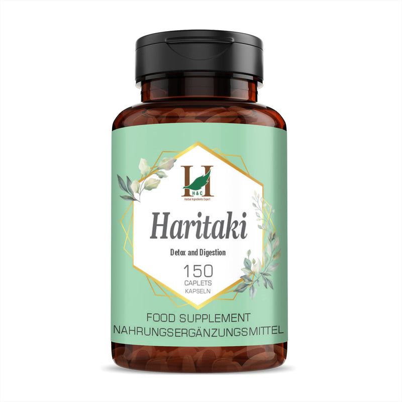 H&C Haritaki Caplets/Tablets (Terminalia Chebula) - 750mg, 150 Counts | Detoxification & Rejuvenation for Vata 750mg Caplets
