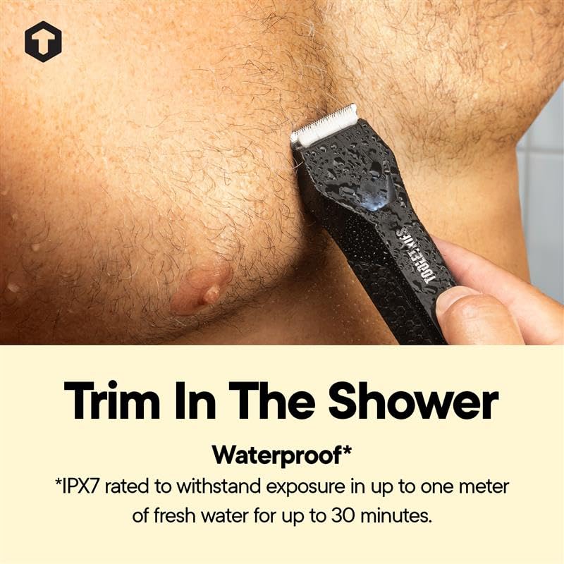 [Australia] - TOOLETRIES The Shearer - Groin & Body Hair Trimmer for Men, Electric Shaver for Pubic Hair, Balls, Groin, Chest, Legs, Waterproof Wet/Dry Clippers, Rechargeable, Bonus Shower Kit 