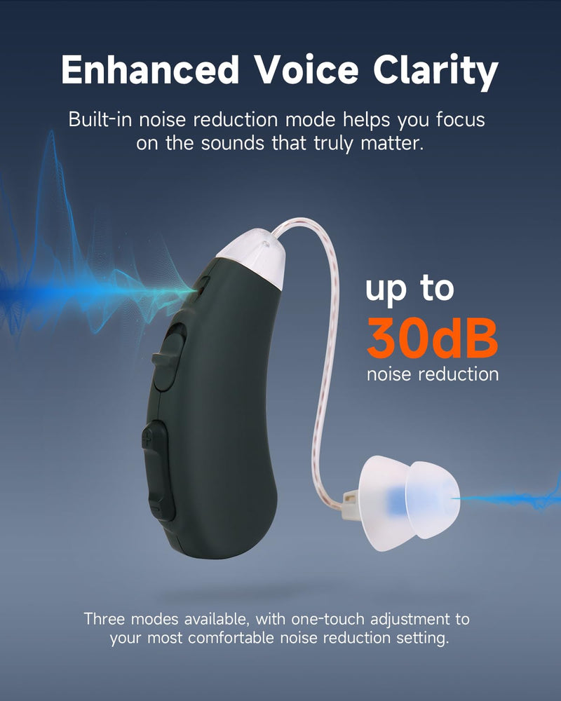 Z128 Rechargeable Personal Sound Amplifier, 92% Noise Reduction Sound Amplifier Devices for Seniors, with LED Display Charging Case (Oat Milk) Oat Milk