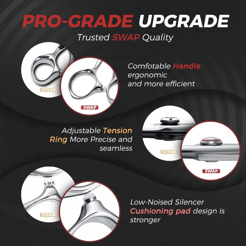 SWAP Professional Hair Thinning Scissors 6.0'' - Japanese SUS440C Steel (60-62HRC Hardness), Adjustable Tension, Ergonomic Design for Salon/Home Use Hair Trimming Scissors(S2) 6.0 '' Hair Thinning Scissors