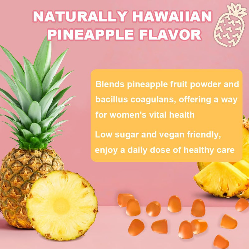 Feminine Balance Gummies for Women's Health, Premium Balance Gummies for pH Balance & Immune Support, Vegan & Low Sugar-Hawaiian Pineapple Flavor-60 Gummies