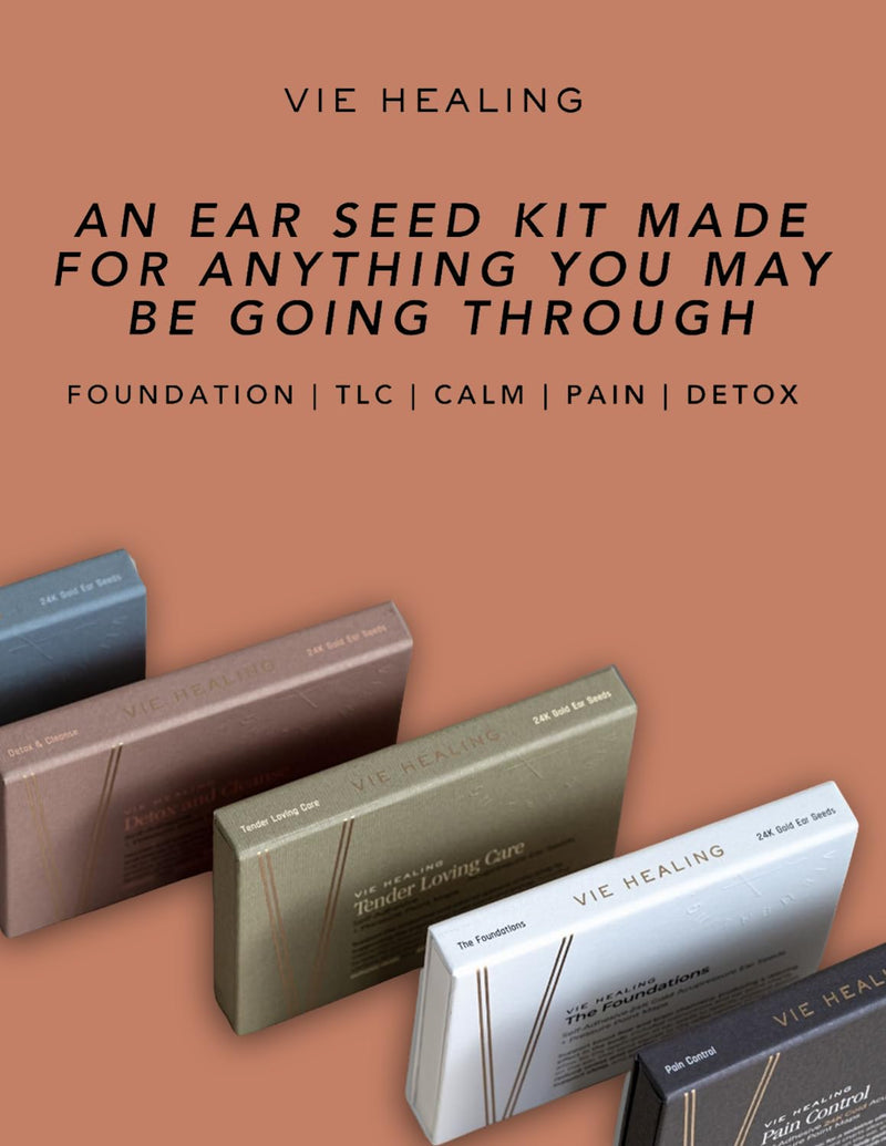 [Australia] - 24k Gold Ear Seeds with Ear Chart - Ear Seed Acupressure Kit for Reflexology and Energy Flow - Acupressure Ear Seeds for Immune System Booster, Allergies, & Digestive Health - (Detox) Detox 