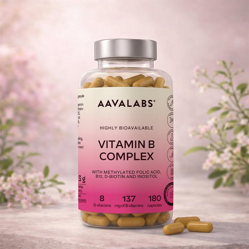 Vitamin B Complex High Strength - Includes Essential Multi B-Vitamins B12, Vitamin B6, Vitamin B1, Vitamin B5 Pantothenic Acid, Niacin, Biotin, Folate, Riboflavin, Inositol - (180 Capsule Supply)