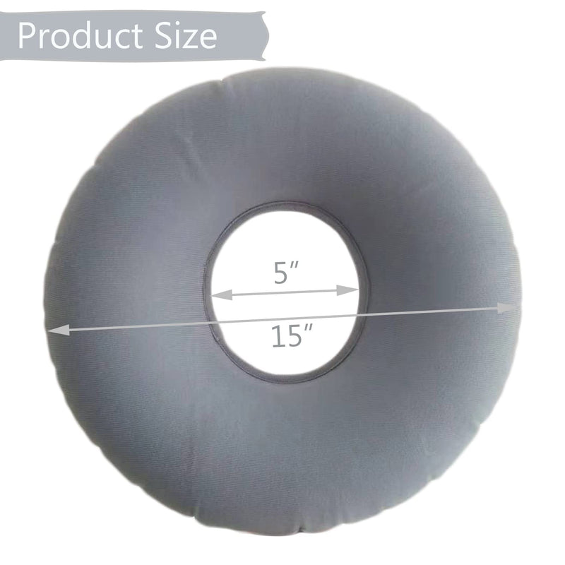 2 Pack Donut Pillow, Donut Cushion Seat, Inflatable Ring Cushion with A Pump, Hemorrhoid Seat Pillow, Round Wheelchairs Seat Cushion for for Home, Car or Office (15" Blue & Gray)