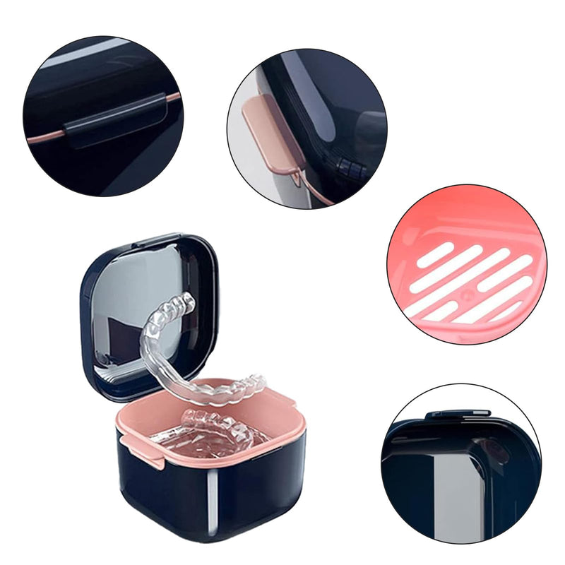 [Australia] - Fsahiuf Denture Box with Strainer, Denture Box Denture Box Retainer Container, Device Used as Storage and Washing for Portable Dentures, Dentures (Blue) Blue 