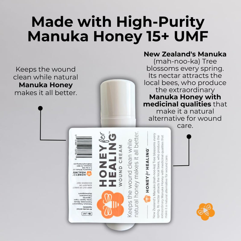 [Australia] - Manuka Honey Wound Cream with UMF 15+, Fast-Absorbing, Non-Sticky Formula for Cuts, Burns, Scrapes, Minor Injuries ‚Äì 1.75oz / 50 g 