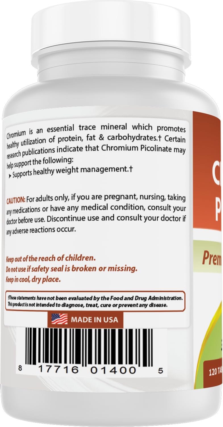 [Australia] - Best Naturals Chromium Picolinate 1000 mcg 120 Tablets (120 Count (Pack of 2)) Unflavored 240 Count (Pack of 1) 