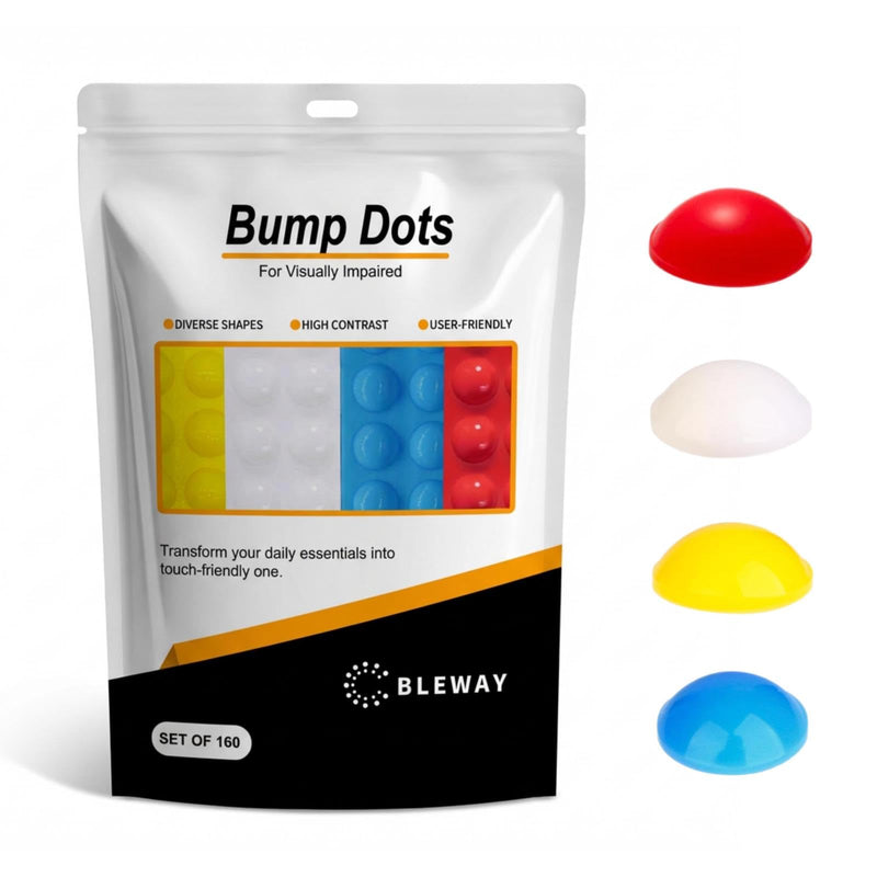Bump Dots for Visually Impaired 160 Pcs Hemisphere Combo Pack(Yellow,Blue,White,Red) - Low Vision Aids Braille Stickers Raised Tactile Dots for Elderly, Blind
