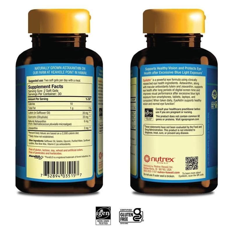 [Australia] - EyeAstin, BioAstin Hawaiian Astaxanthin with Lutein & Zeaxanthin, Supports Eye Health Naturally, 60 Count EyeAstin 