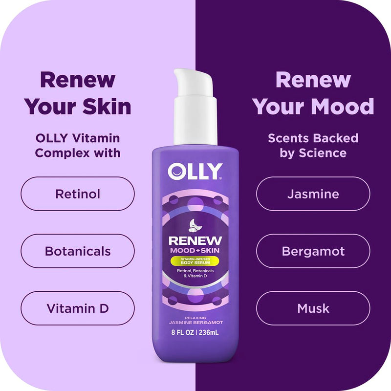 OLLY Vitamins Mini Body Serum & Body Wash Mixed Pack 4 Count Hydrates & Repairs Skin Barrier, TSA Approved