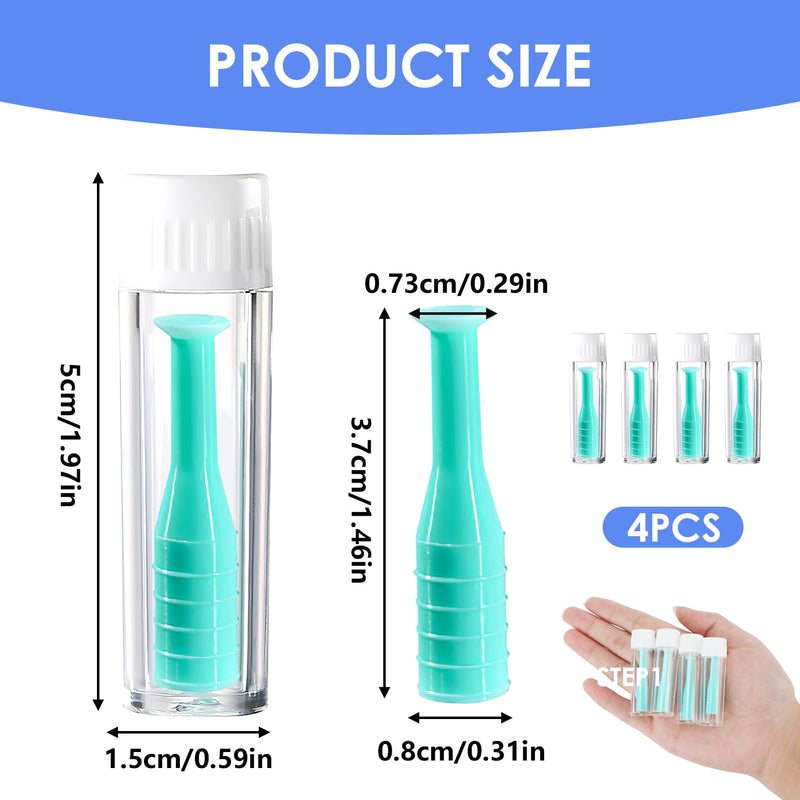 [Australia] - Set of 4 Contact Lens Suckers, Contact Lens Remover Insertion Aids, for Soft and Hard Lenses, Odorless Silicone Includes Storage Case (Green) Green 