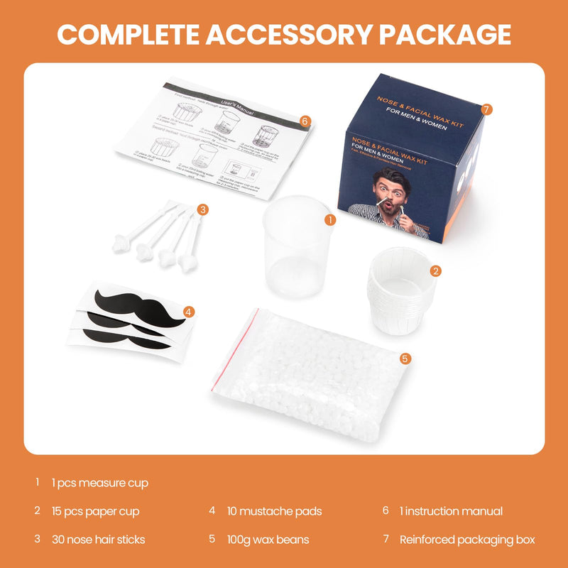 [Australia] - Nose Wax Kit Men With 30 Nose Waxing Sticks, Nose Hair Wax Kit With100g Wax, Up to 20 Uses, Safe, Quick and Painless Nose Hair Removal for Men 55 