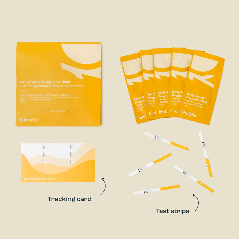 Bird&Be Early Result Pregnancy Test Strips (5 Count) — 10 MIU/mL High Sensitivity hCG, Early Detection Up to 5 Days Before Expected Period, Results in 5 Minutes, Includes Keepsake Result Card 5-Strips Kit