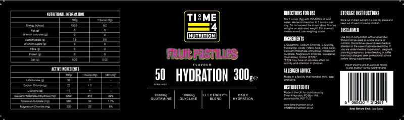 Hydration Formula Electrolytes Powder + Amino Acids Glutamine & Glycine Advanced Rehydration Formula Suitable for Vegans, Sugar Free – Energy, Focus, Avoid Dehydration (300g, Fruit Pastilles) 300g