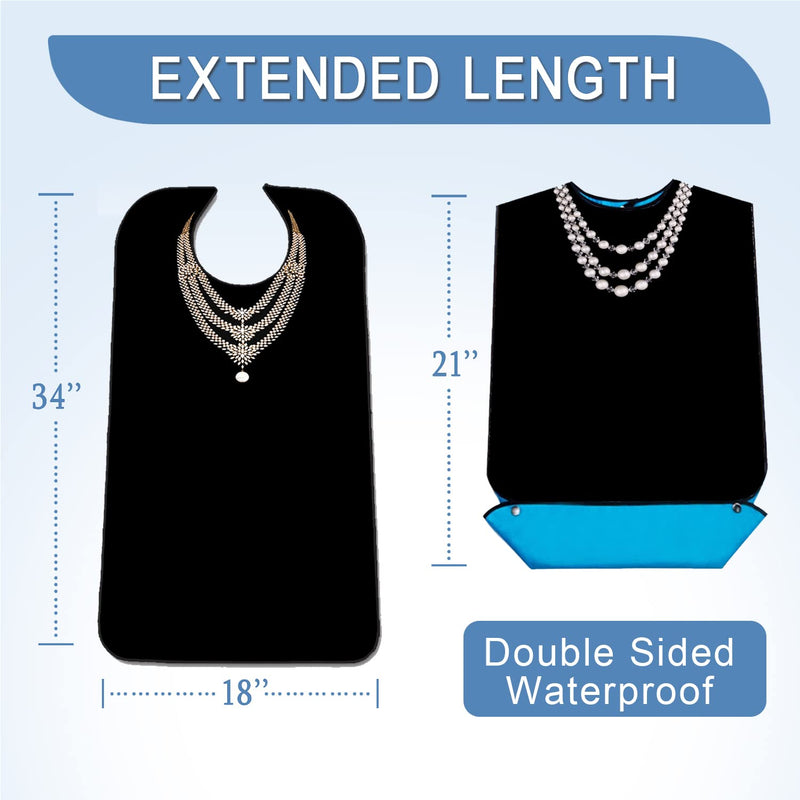 [Australia] - 3 Pack Adult Bibs with Crumb Catcher, Washable and Adjustable Adult Bibs for Women Elderly Seniors Elegant Dazzling Necklace 