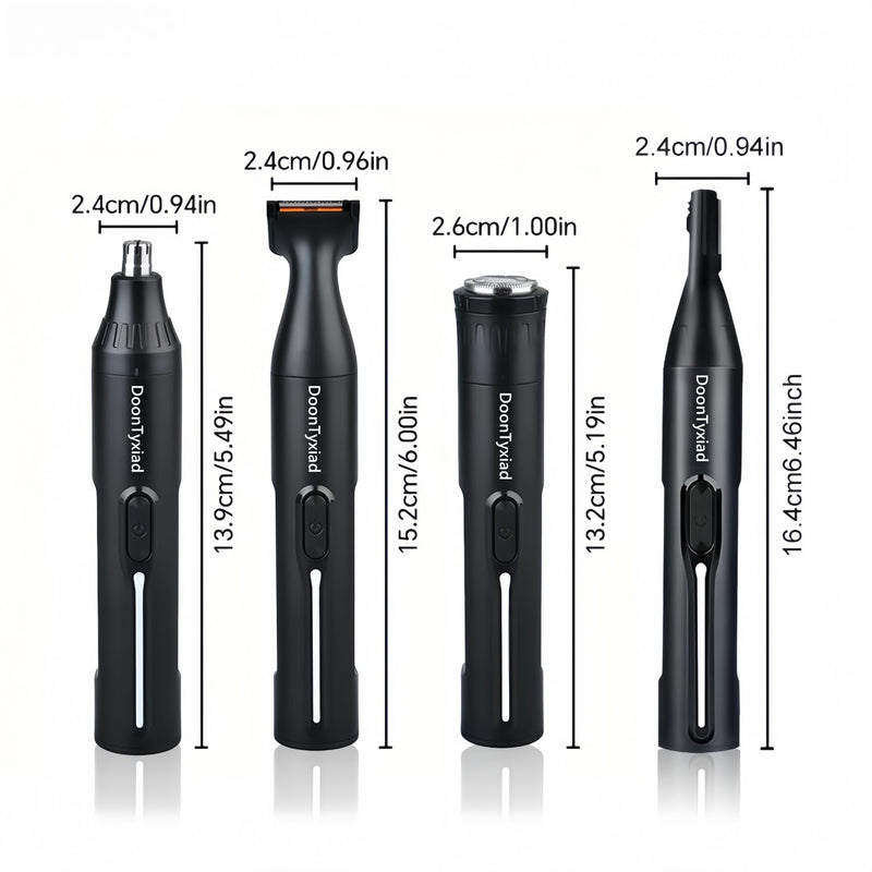 [Australia] - Rechargeable Ear and Nose Hair Trimmer, 4-in-1 Professional Painless Eyebrow & Facial Hair Trimmer for Men Women, Powerful Motor and Dual-Edge Blades for Smoother Cutting Black(Black 4-in-1) Black 4-in-1 