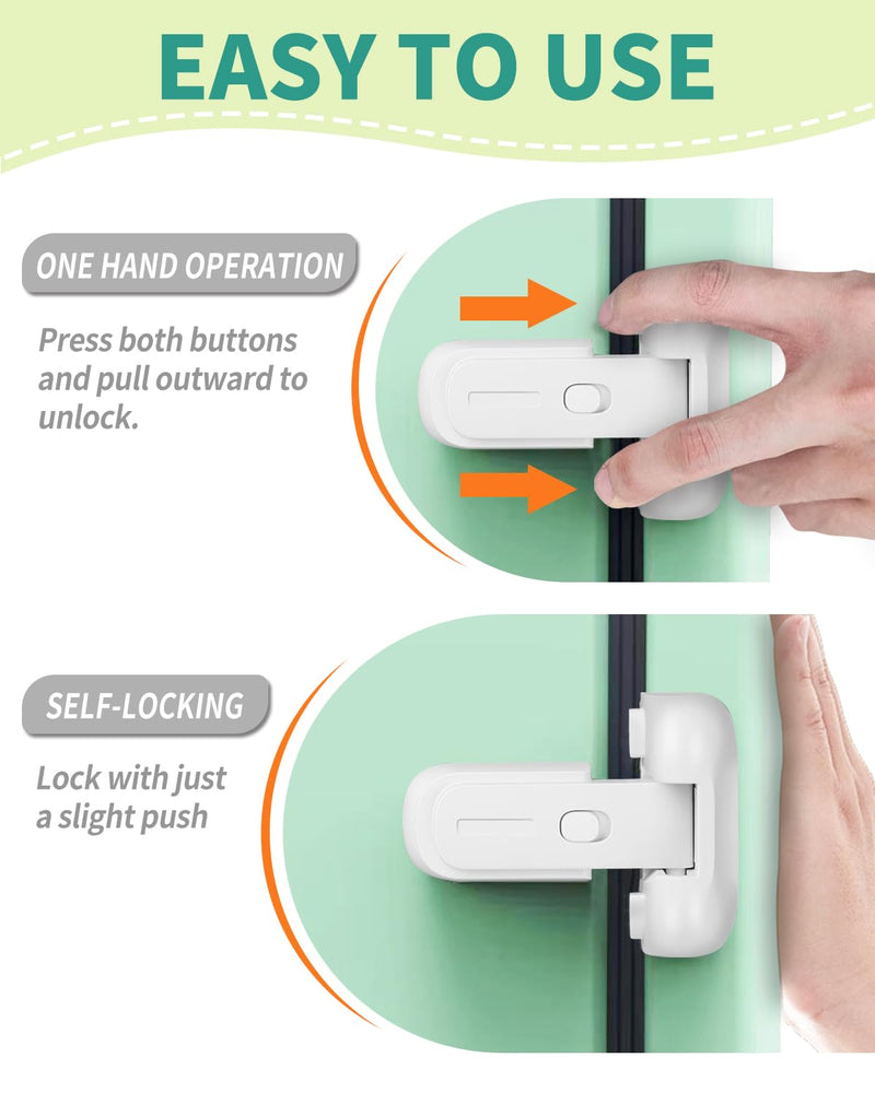 [Australia] - 2 Pack Updated Baby Safety Proof Fridge Latch Lock to Keep Door Closed,Childproof Refrigerator/Fridge/Freezer Door Lock for Toddlers and Kids,no Tools Need or Drill(White) White-2pcs 