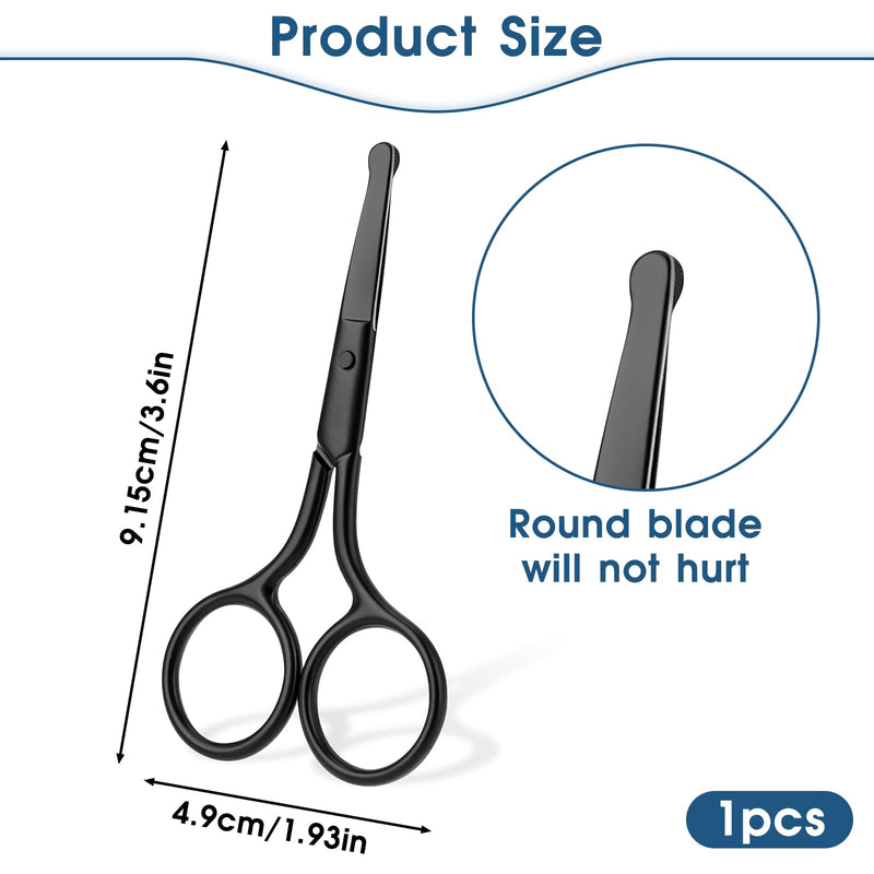 [Australia] - Stainless steel nose hair scissors with round tip, black beard scissors, 10 cm, eyebrow scissors, rounded nose hair scissors, eyebrow trimmer, ear hair scissors for hair, eyelashes, mustache, nose 