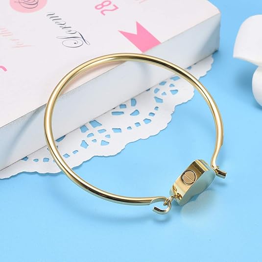 [Australia] - Heart Cremation Urn Bangle Hold Ashes of Loved Ones Memorial Jewelry -Engravable &amp;Expandable 