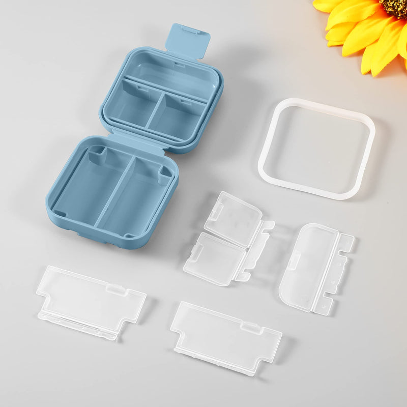 Daily Pill Organizer 5 Compartments Portable Moisture Proof Small Pill Case for Pocket Purse Travel Pill Box Portable Medicine Vitamin Fish Oil Holder Container (Blue) Blue