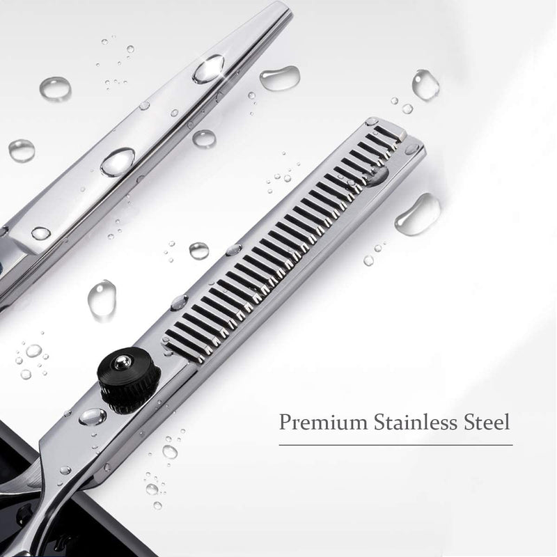 [Australia] - Fcysy Professional Hair Scissors Thinning Scissors Set, Fcysy Hair Cutting Scissors Set Hairdresser Hair Scissors Hairdresser Thinning Scissors Hairdressing Scissors Hairdressing Set for Women Men Dogs Black Hair Scissors Set 