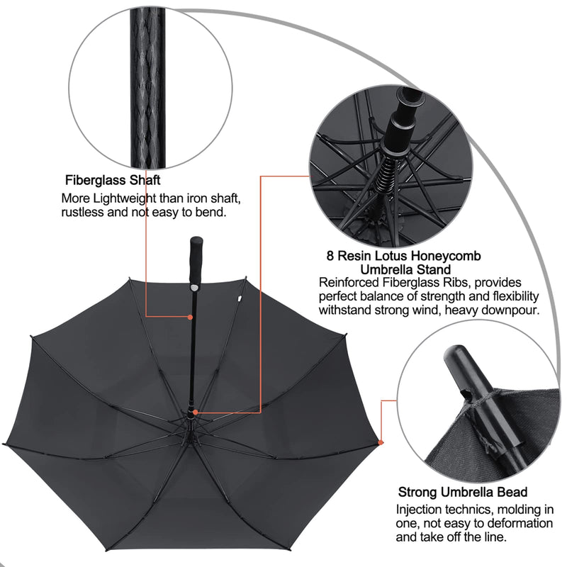 G4Free 54 Inch Strong Windproof Large Umbrella for Rain 62 Inch Automatic Open Golf Umbrella Oversize