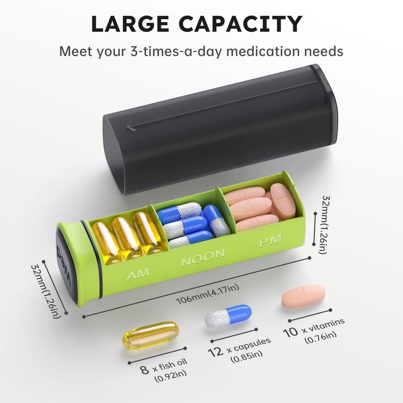 [Australia] - Weekly Pill Organizer 3X a Day, Detachable Pill Box 7 Day, Large 3 Times Daily Pill Case, Travel Pill Container Holder, Week Medication Dispenser Pillbox for Vitamin Supplement Medicine, Black 