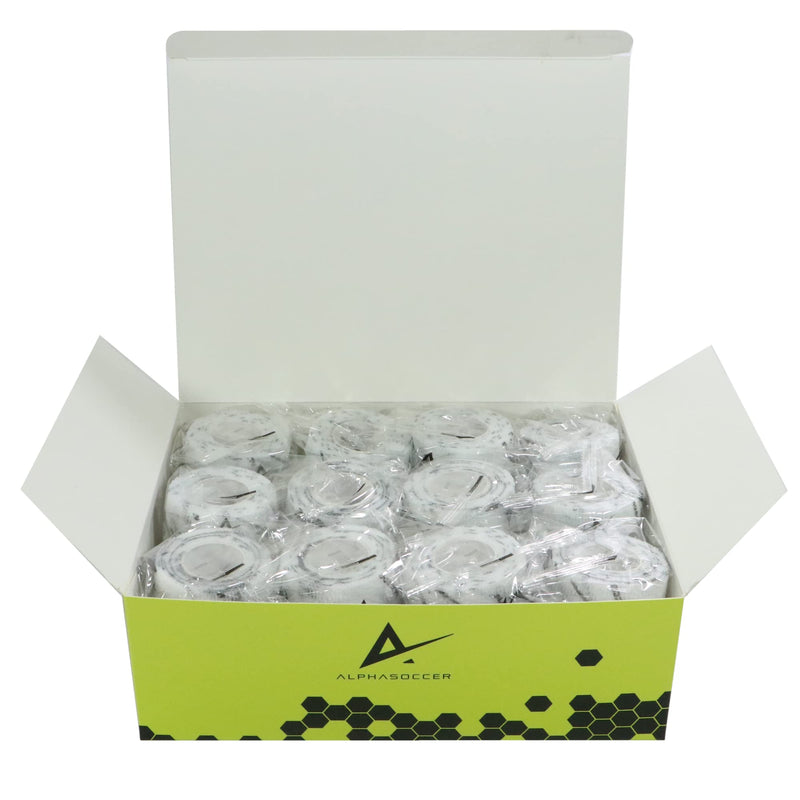 Alpha Wrap Athletic Tape Box - Pre Wrap Tape for Shin Guards, Soccer Tape Sports Wrap Set 12 Pack White