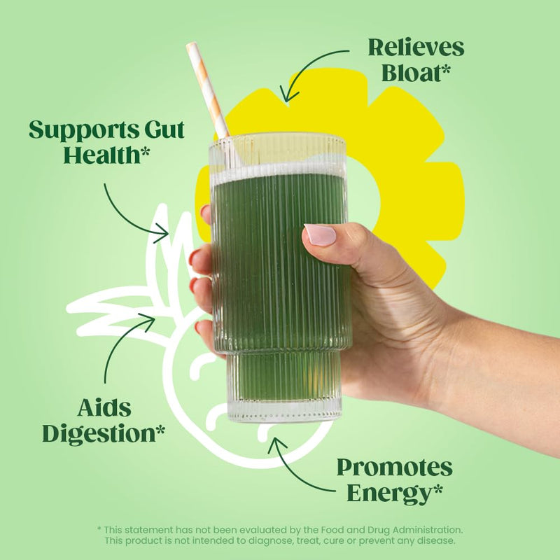 [Australia] - Bloom Nutrition Superfood Greens Powder, Digestive Enzymes with Probiotics and Prebiotics, Gut Health, Bloating Relief for Women, Chlorella, Green Juice Mix with Beet Root Powder, 25 SVG, Pineapple 25 Servings (Pack of 1) 