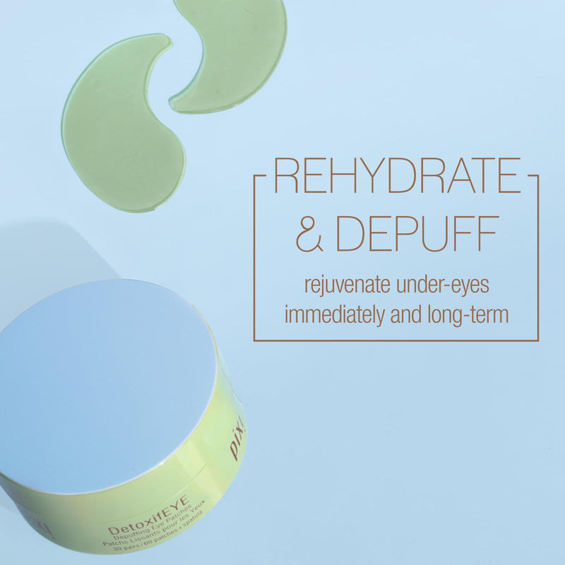 [Australia] - Pixi DetoxifEYE Depuffing Hydrogel Under-Eye Patches, Hyaluronic Acid, Gold & Caffeine Eye Patches For Under Eyes, Hydrate Eye Area, 30 pairs, 60 Patches 60 Count (Pack of 1) 