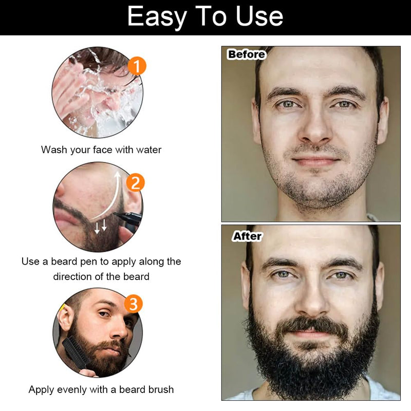 [Australia] - Beard filler pen, 2 pieces beard filler pen, waterproof beard pen, mustache pen, beard filler pencil, waterproof beard pen for men, men's beard pen black, beard pen filling set for filling mustaches 