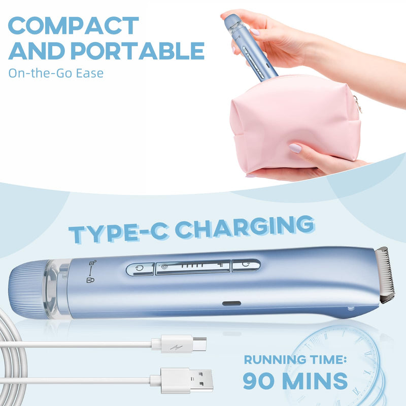 [Australia] - Bikini Trimmer for Women,Dual Head Shaver, IPX7 Waterproof, Compact Travel Design Bikini Shaver for Public Hair, Facial and Body(Blue) Blue 