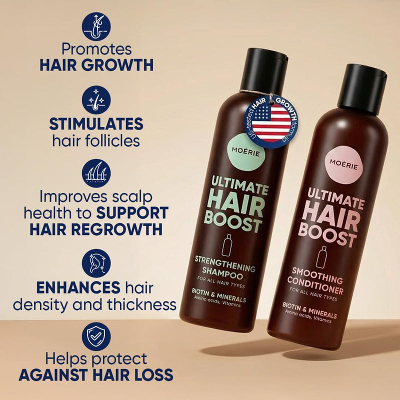 Moerie Hair Growth Shampoo and Conditioner for Women and Men, Hair Loss Solution with Biotin and Rosemary, Thickening Shampoo and Conditioner for Thinning Hair – Promotes Regrowth Single set