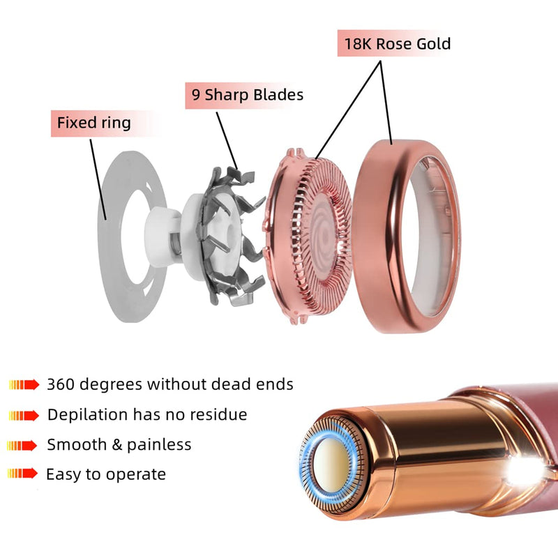 [Australia] - Facial Hair Remover Replacement Heads Gen 1 for Finishing Touch Flawless Facial Hair Removal,Effective Compatible with Flawless Shaver Tool for Women 18K Gold-Plated Rose Gold, 6 pcs,As Seen On TV. 6 Pcs Golden 