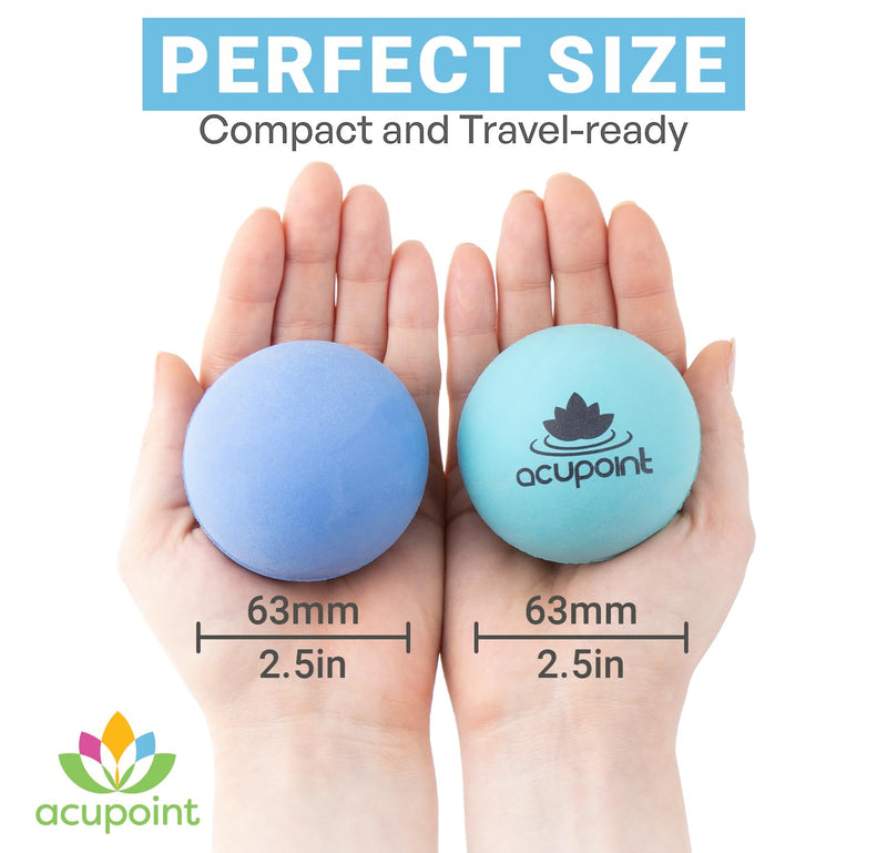 [Australia] - Physical Massage Therapy Ball Set - Ideal for Yoga, Deep Tissue Massage, Trigger Point Therapy and Myofascial Release Physical Therapy Equipment Blue 