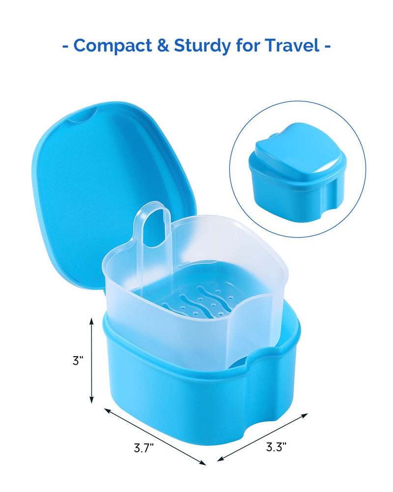 [Australia] - JMU Denture Case Denture Cup with Lid Orthodontic Retainer Case with Strainer Basket Tray Denture Cups for Soaking Dentures 