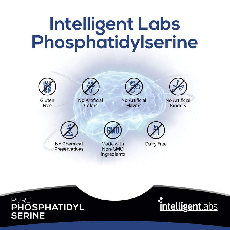 [Australia] - Intelligent Labs Phosphatidylserine Supplement 100mg, 90 High Strength Capsules, 100% Soy and Allergen-Free, Pure Phosphatidylserine from Sunflower Lecithin 