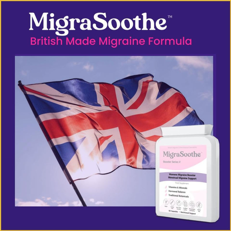 Booster Series V - Advanced Menstrual Migraine Support Formula with Essential Vitamins, Minerals & Botanicals - Promotes Hormonal Balance & Wellness Vegan Friendly, UK Made, 60 Caps
