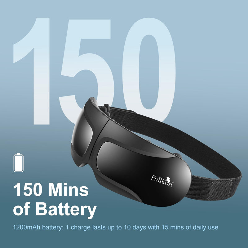 [Australia] - Fullicon Eye Massager with Heat & Vibration, Ultra Light Migraine Relief Products, Foldable Mask with Bluetooth Music, Face Massager with Type-C Charging, 5 Modes FSA Eligible Items Only List (Black) 