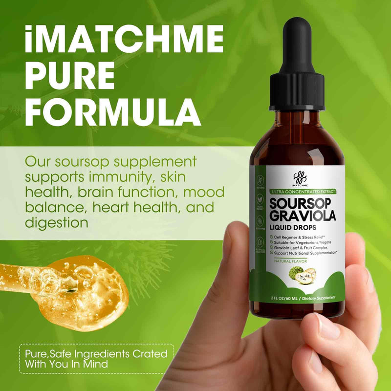 [Australia] - Soursop Graviola Liquid Drop for Cell Support & Regeneration, Immune System and Gut Health Support, Pure Soursop Bitters Liquid, High Absorption, Sugar/Gluten Free, Natural Flavor, 2 Fl Oz Original 2 Fl Oz (Pack of 1) 